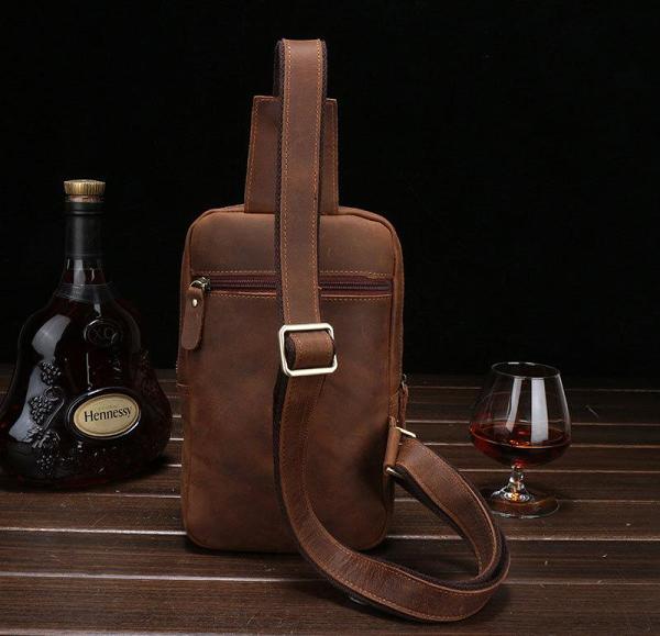 Leather Mens Cool Sling Bag Crossbody Bag Chest Bag for men