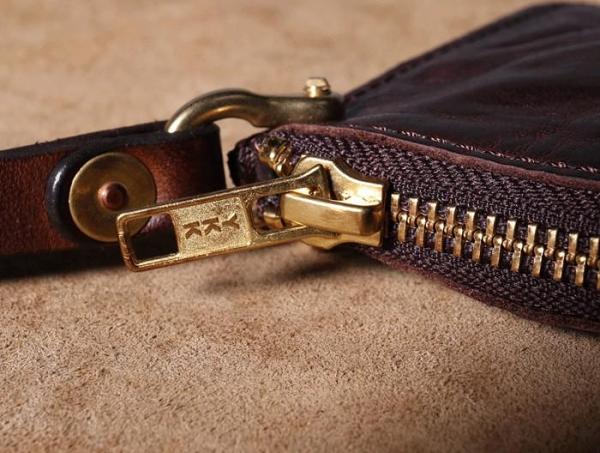 Handmade Genuine Leather Mens Cool Biker Chain Wallet Long Leather Wallet Slim Clutch Wristlet Wallet for Men