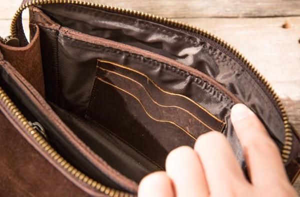 Cool Leather Mens Large Long Zipper Clutch Wallet Long Wallet for Men