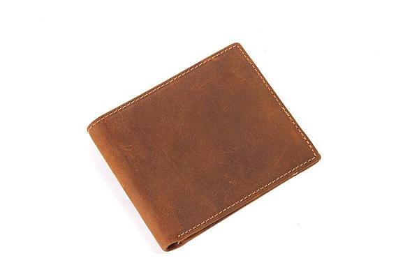 Slim Brown Leather Men's Bifold Small Wallet billfold Front Pocket Wallet For Men