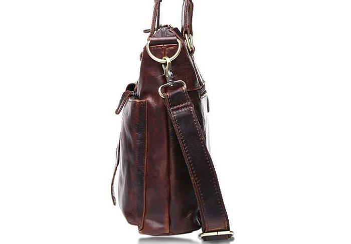 Vintage Coffee Leather Mens Briefcase Laptop Bag Business Bags Work Bag for Men