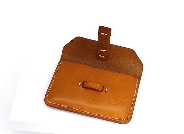 Handmade Leather Mens Card Wallets Front Pocket Wallet Small Change Wallets for Men