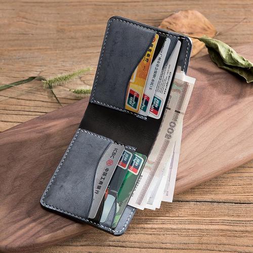 Handmade Leather Mens Cool Slim Leather Wallet Men Small Wallets Bifold for Men