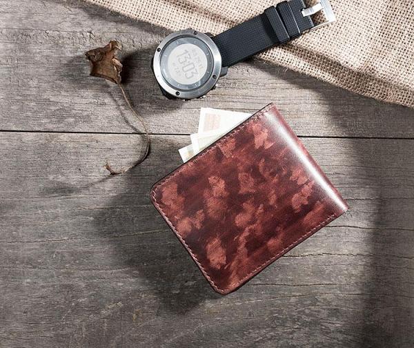 Handmade Leather Mens Cool Slim Leather Wallet Men Small Wallets Bifold for Men