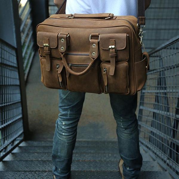Cool Leather Mens Large Travel Bag Handbags Shoulder Bags for men