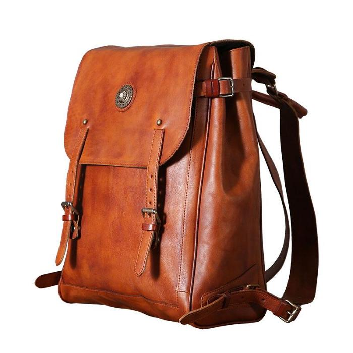 Handmade Leather Mens Cool Backpack Sling Bag Large Travel Bag Hiking Bag for Men