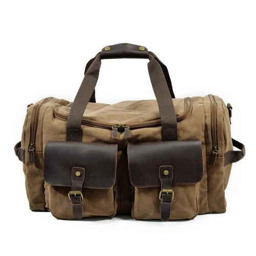 Cool Mens Canvas Leather Side Bag Weekender Bag Canvas Travel Bags for Men
