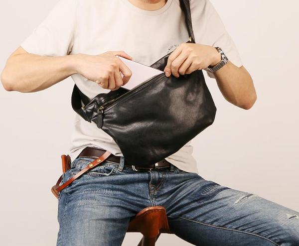 Leather Mens FANNY PACK MENS WAIST BAG HIP PACK BELT BAG FOR MEN