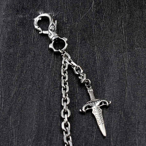 Solid Stainless Steel Skull Sword Wallet Chain Cool Punk Rock Biker Trucker Wallet Chain Trucker Wallet Chain for Men