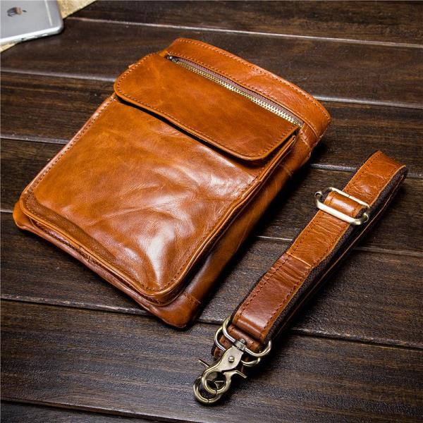 Mens Leather Belt Pouch Shoulder Bag Waist Bag BELT BAG Cell Phone Holster For Men