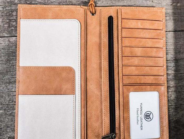 Leather Men Long Wallets for Travel Wallet Bifold Passport Wallet for Men