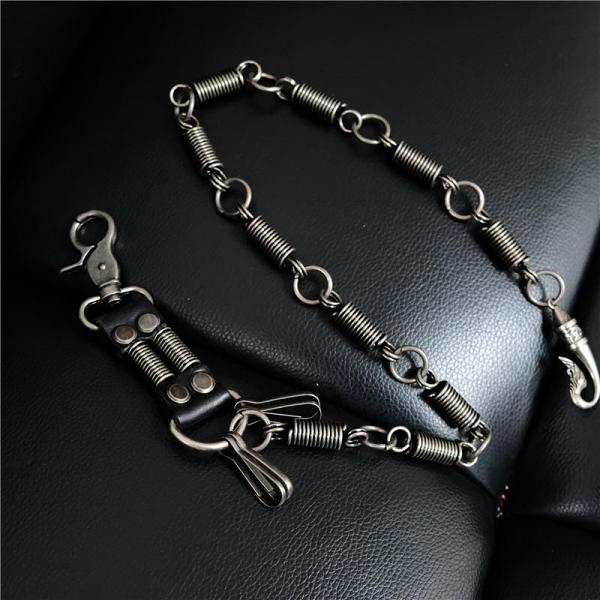 Cool Men's Silver Long Pants Chain Punk Long Biker Wallet Chain For Men