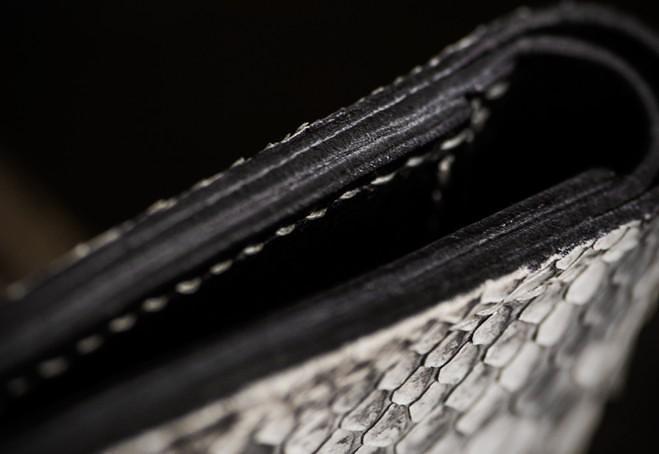 Handmade Leather Boa Skin Tooled Mens billfold Wallet Cool Slim Wallet Biker Wallet for Men