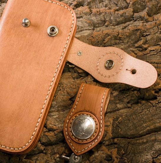 Handmade Leather Mens Cool Brown Chain Wallet Biker Trucker Wallet with Chain