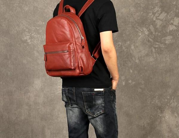 Genuine Leather Mens Cool Backpack Sling Bag Large Black Travel Bag Hiking Bag for men