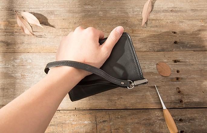 Cool Black Wristlet Wallet Leather Mens Long Wallet Long Wallet for Men