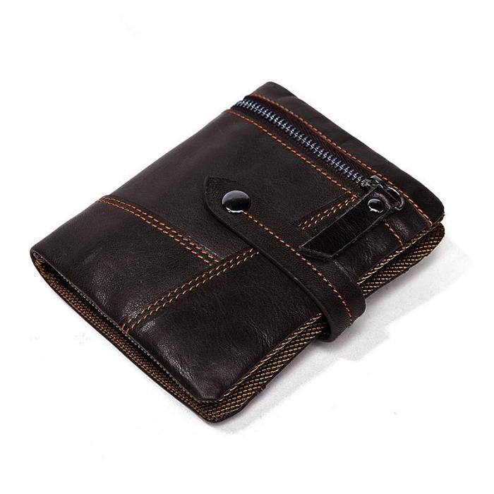 Cool Leather Mens Small Wallet billfold Brown Bifold Wallet Black Multi-card Front Pocket Wallet for Men