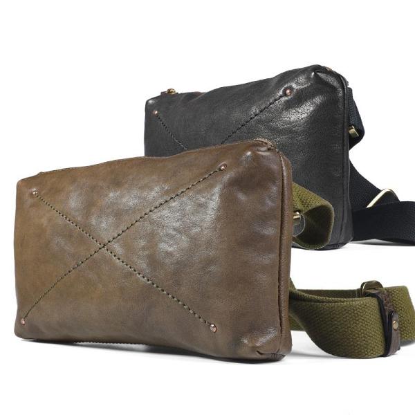 Handmade Leather Mens Brown Fanny Pack Hip Pack Black Chest Bag Sling Bag for Men