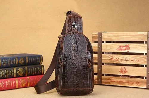 Cool Mens Leather Sling Bag One Shoulder Backpacks Sling Crossbody Backpack For Men