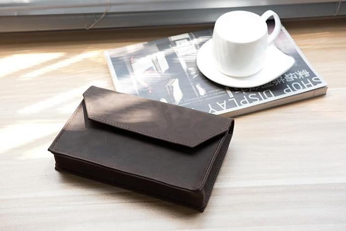 Handmade Leather Mens Clutch Cool Large Wallet Clutch Wristlet Wallet for Men