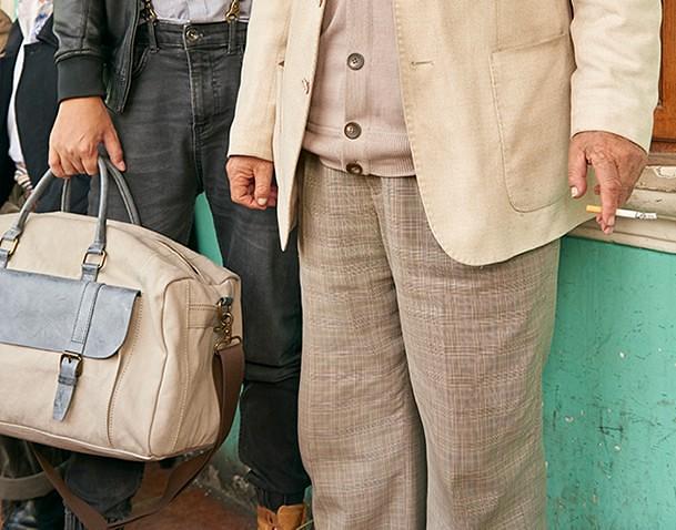 Mens Leather Canvas Large Weekender Bag Canvas Travel Bag for Men