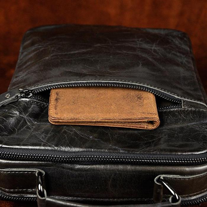 Cool Oiled LEATHER MENS Small Side Bag Small SHOULDER BAG HANDBAGS FOR MEN