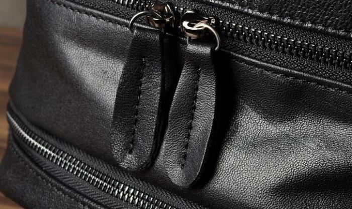 Genuine Leather Mens Cool Backpack Sling Bag Large Black Travel Bag Hiking Bag for men