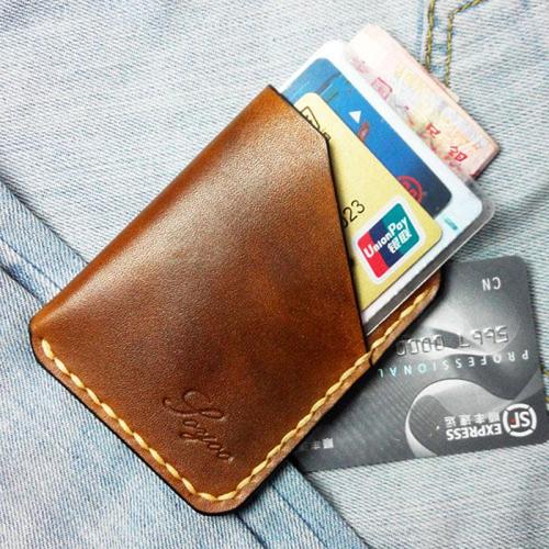 Mens Brown Leather Slim Front Pocket Wallets Leather Cards Wallet for Men