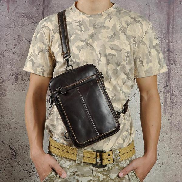 Leather Mens Cool Sling Bag Crossbody Bag Waist Bag for men