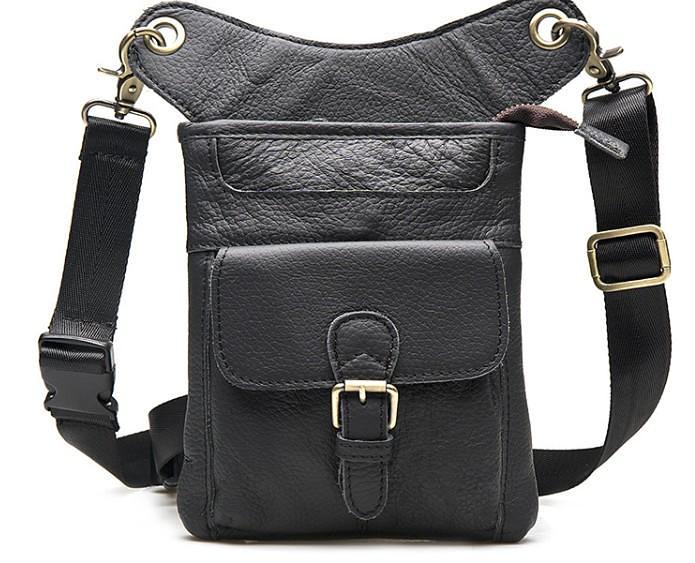 Cool Biker Leather Drop Leg Bag Mens Belt Pouch Waist Bag Shoulder Bag for Men