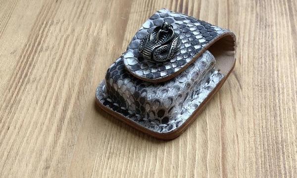 Handmade Mens Black Leather Classic Zippo Lighter Case White Zippo Lighter Holder with Belt Loop
