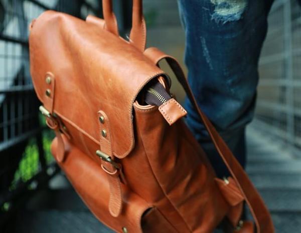 Cool Brown Mens Leather Backpack Travel Backpack School Backpacks for men