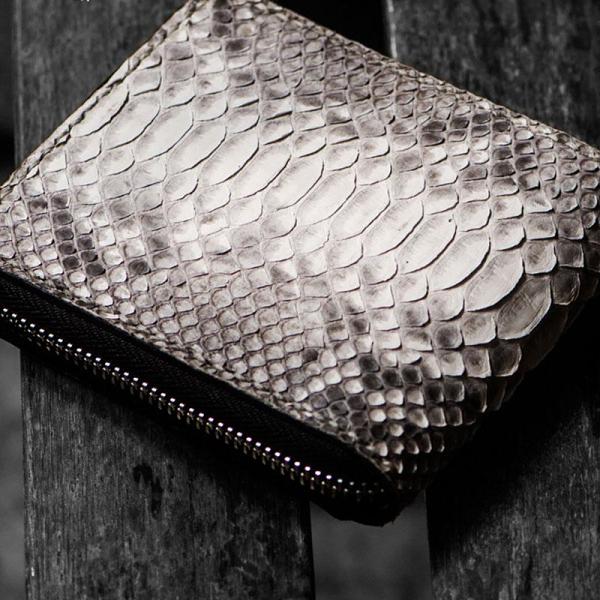 Handmade Leather Boa Skin Tooled Mens billfold Wallet Cool Slim Wallet Biker Wallet for Men