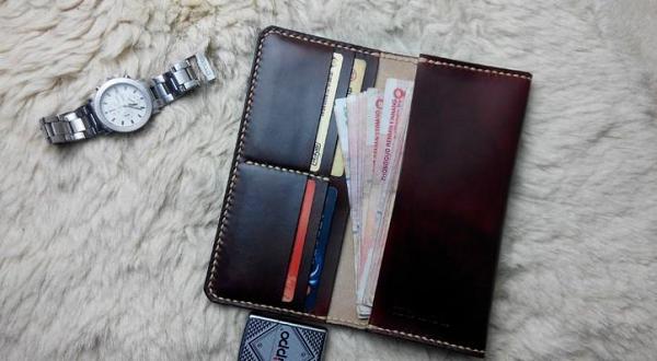 Vintage Leather Mens Bifold Long Wallet Leather Long Wallets for Men