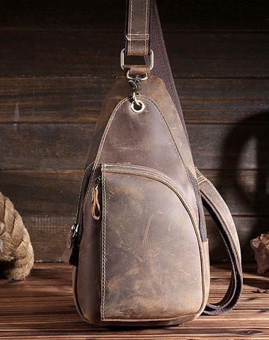 Cool Leather Sling Bags for Men Vintage Chest Bag SLing SHoulder Bags For Men