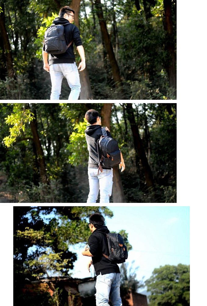 Waxed Canvas Mens Large College 14'' Computer Black Backpack Travel Backpack for Men