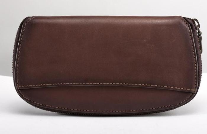 Vintage Leather Long Wallets for Men Zipper Long Wallet