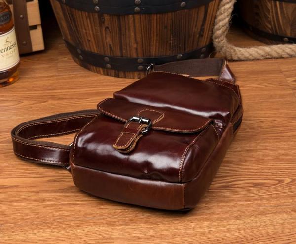 Leather Mens Cool Sling Bag Crossbody Bag Chest Bag for men