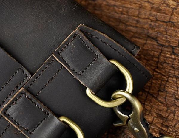 Mens Leather Small Side Bag  Waist Pouch COURIER BAG Holster Belt Case Belt Pouch for Men