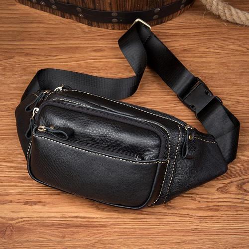 Leather Fanny Pack Mens Waist Bag Hip Pack Belt Bag Bumbag for Men