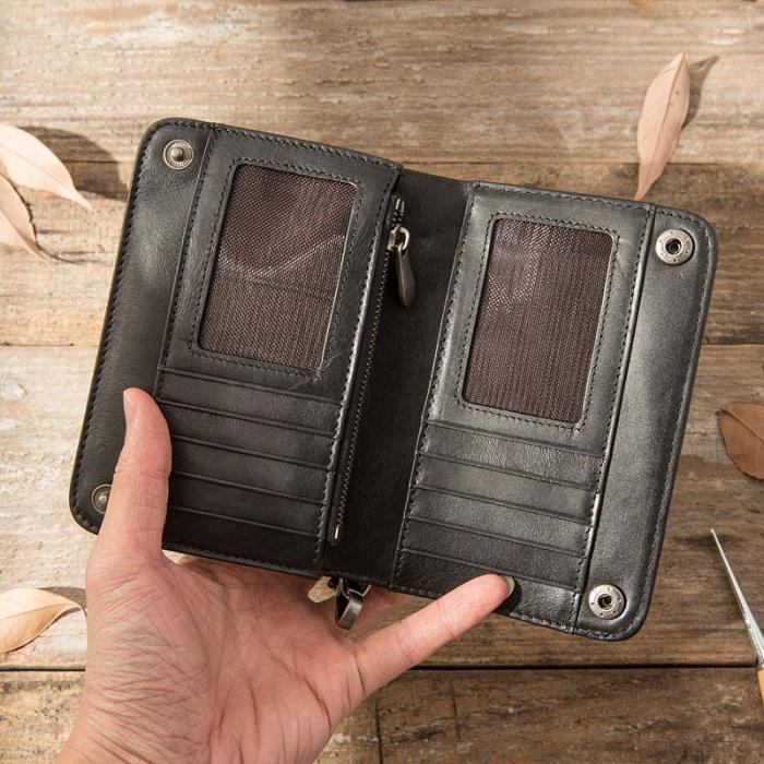 Cool Black Wristlet Wallet Leather Mens Long Wallet Long Wallet for Men