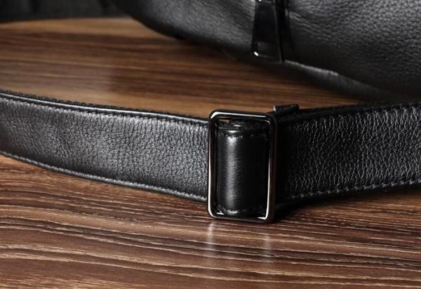 Genuine Leather Mens Cool Backpack Sling Bag Large Black Travel Bag Hiking Bag for men