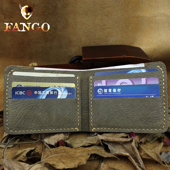 Handmade Leather Mens Cool Slim Leather Wallet Men billfold Wallets Bifold for Men