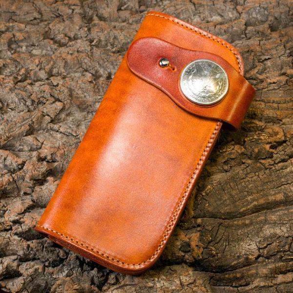 Handmade Long Wallet Mens Cool Leather Chain Wallet Biker Trucker Wallet with Chain