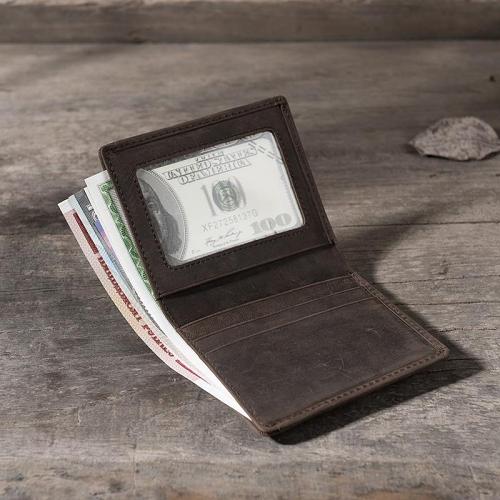 Handmade Leather Mens Cool Slim Leather Wallet Men Small Wallets Bifold for Men