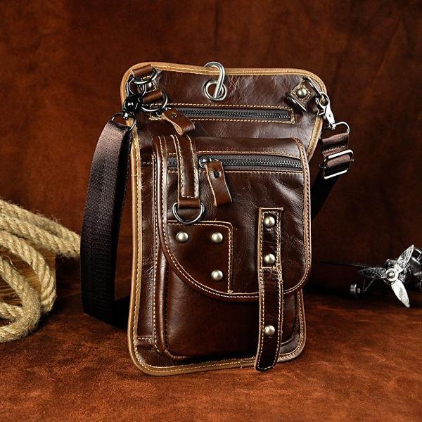 Leather Belt Pouch Mens Cases Waist Bag Hip Pack Belt Bag Fanny Pack Bumbag for Men