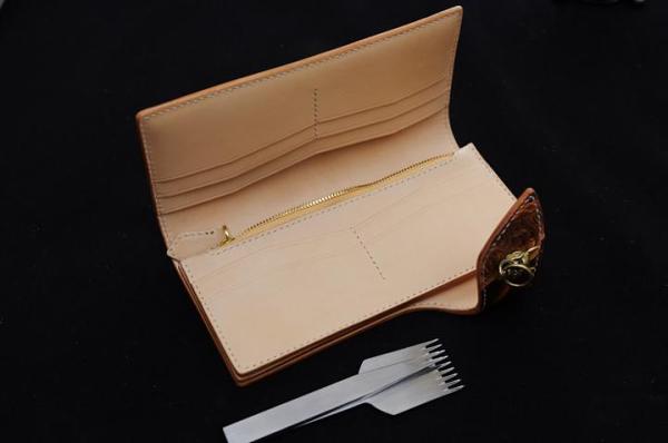 Handmade Leather Tooled PRAJNA Mens Chain Biker Wallet Cool Leather Wallet With Chain Wallets for Men