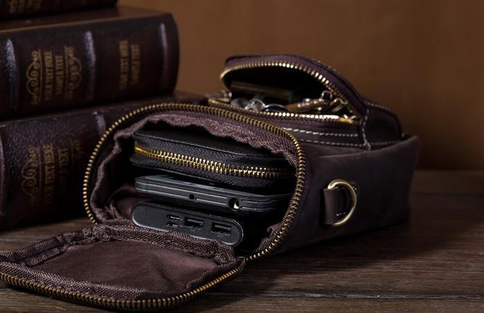 Vintage Leather Belt Pouch for Men Waist Bags BELT BAGs Shoulder Bags For Men