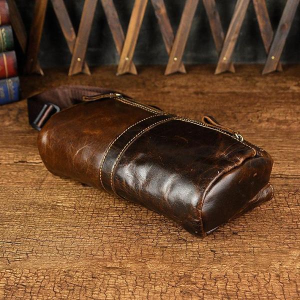 Vintage Leather Fanny Pack Mens Waist Bag Hip Pack Belt Bag for Men