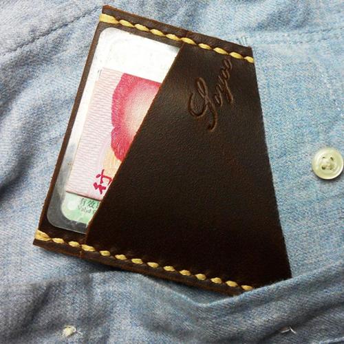 Leather Mens Slim Front Pocket Wallets Dark Brown Leather Cards Wallet for Men